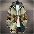 thumbnail image 4 of Men's Heavyweight Plaid Print Hooded Jacket, Sherpa Lined Full-Zip Long Coat with Kangaroo Pockets for Winter Outdoor Wear [Maroon L], 4 of 5