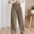 thumbnail image 2 of Hifoo Women Winter Fuzzy Pants Elastic Waist Straight Leg Long Pants Casual Sweatpants Trousers Solid Color Joggers Daily Slacks Versatile, 2 of 7