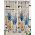 thumbnail image 5 of Blue Yellow Tulips Living Room Curtains 2 Panel, Retro Farmhouse Flower Barn Doors Wooden Cafe Window Treatment, Extra Long Farmhouse Bedroom Bathroom Kitchen Curtains Drapes 104"x72", 5 of 6