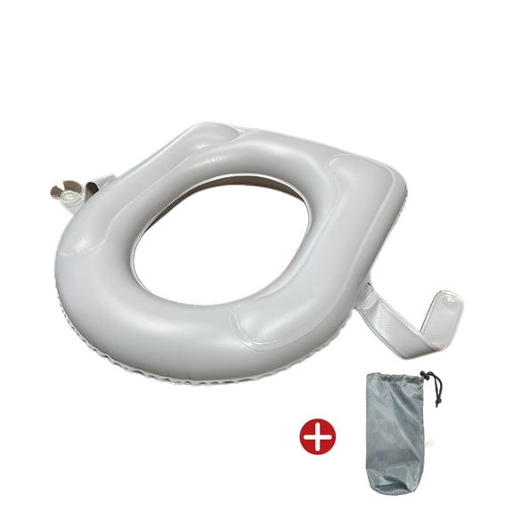 AUQ Toilet Seat Cushion Bedside Commode Cushion Inflatable Padded Toilet Seat Covers Commode Chair Cushion with Suction Cup and Storage Bag for Elderly