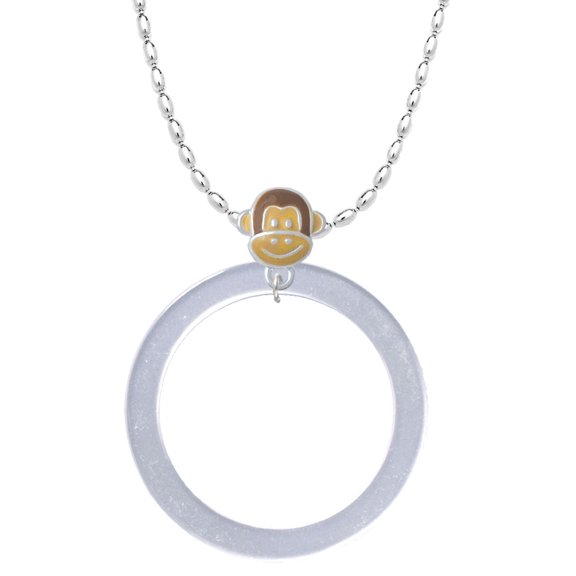 Delight Jewelry Acrylic 1 1/2" Ring Imitation Pearl Mia Monkey Charm Necklace