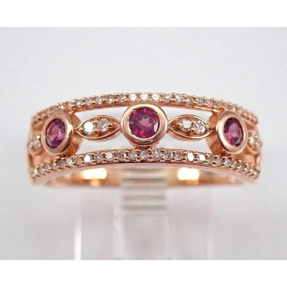 Red Ruby 1.70Ct Round Cut Simulated Women's Wedding Band Ring 14K Rose Gold Plated