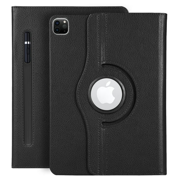 iPad Air 5th Generation Case 2022 / iPad Air 4th 2020 Case 10.9 Inch 2018 360 Degree Rotating Stand W/ Pencil Slots Leather Folio Tablet Case Cover Black