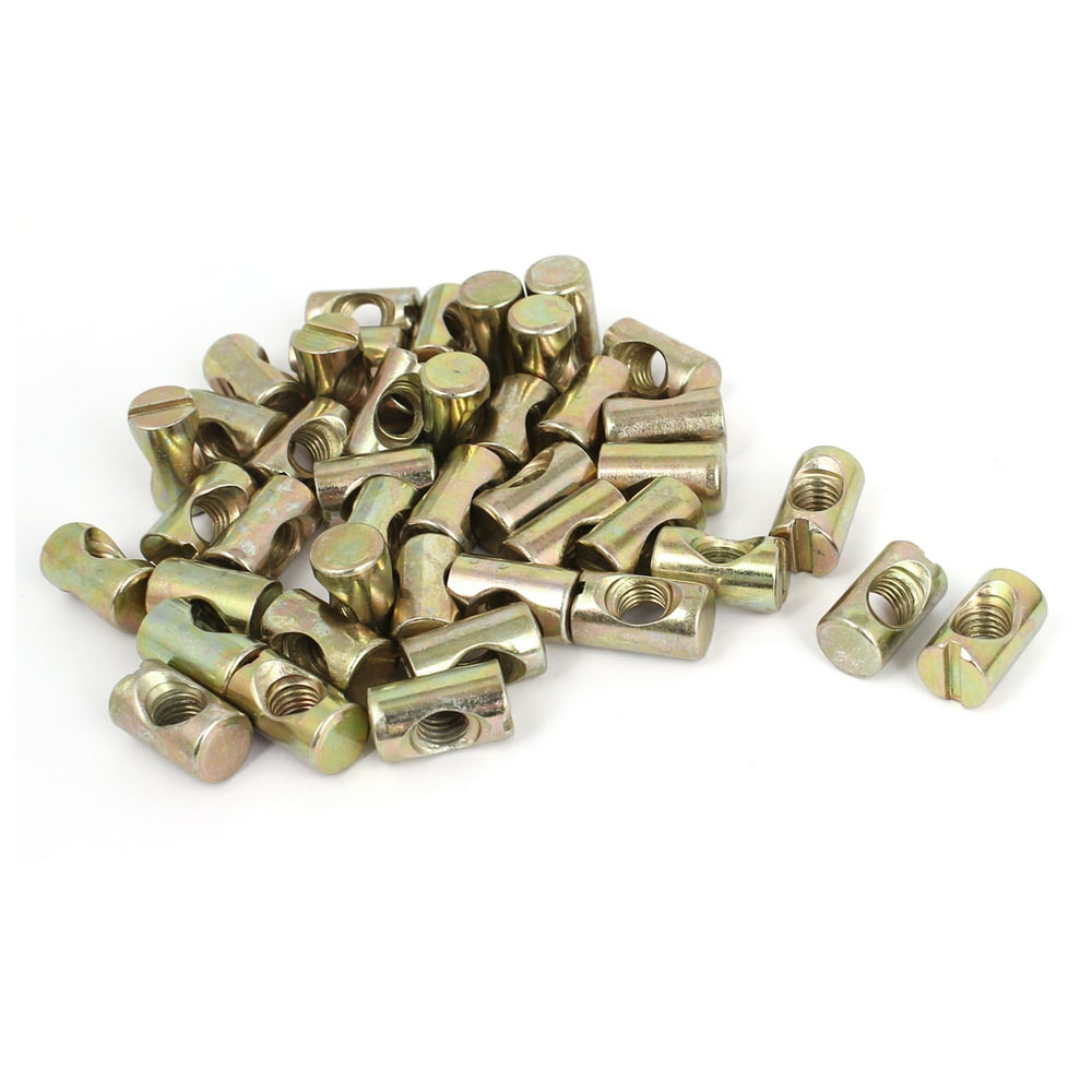 50pcs Crib Barrel Bolts Cross Dowel Slotted Furniture Nut