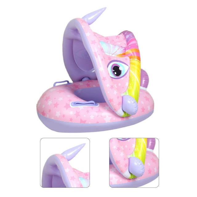 Toldo de anillo de natación con forma única, bolsa de gas, respaldo cómodo, anillo de natación para niños, parasol Licorne, bote