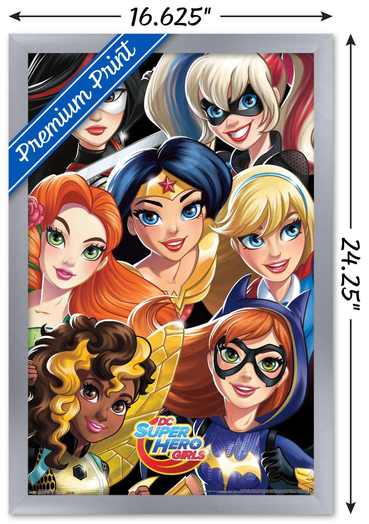 DC Comics TV - DC Superhero Girls - Group Wall Poster, 14.725" x 22.375", Framed