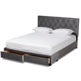 thumbnail image 2 of Bowery Hill Modern Velvet Tufted Platform Storage Queen Bed in Gray, 2 of 12