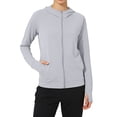 thumbnail image 2 of Women's UPF 50+ Sun Protection Hoodie Jackets Full Zip Long Sleeve Active Shirts Outdoor Hiking Running 4XL Light Gray, 2 of 5