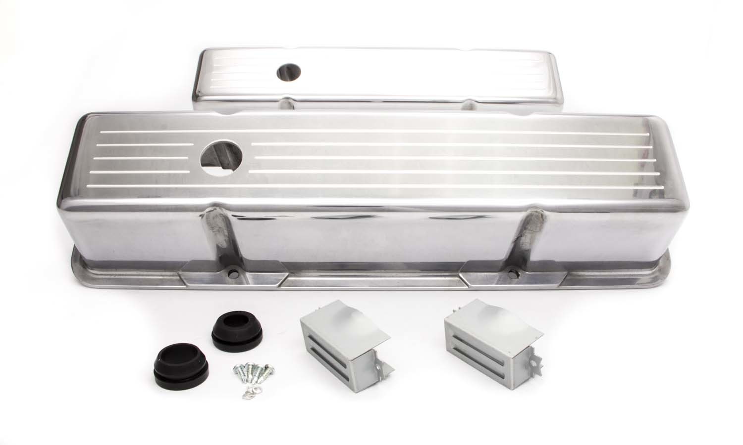 POLISHED ALUMINUM SBC VALVE COVER TALL BALLMILL
