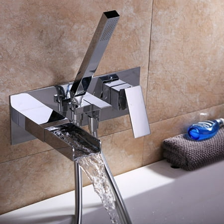Homary Waterfall Wall Mount Tub Filler Faucet Handshower