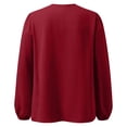 thumbnail image 4 of Summer Blouses for Women Fashion Casual Solid Color V Neck Button Long Sleeve Lace Shirt Blouse Shirts Tops, 4 of 5