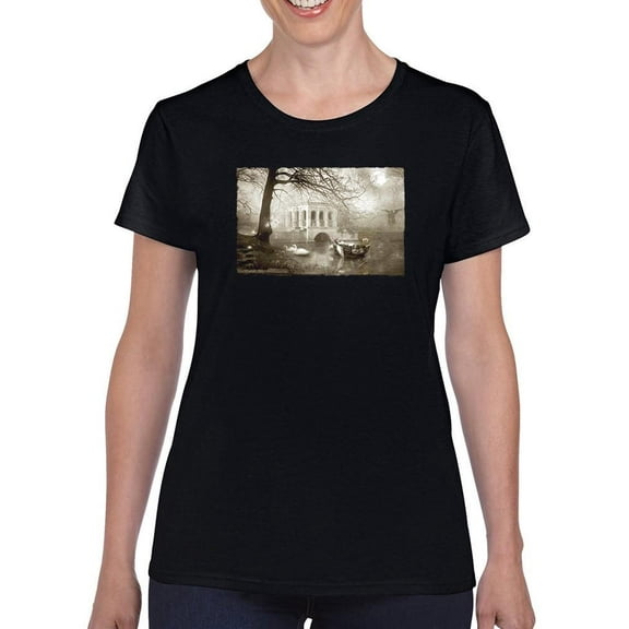 Pastell The Angel Of The Moon Lake T-Shirt Womens -Charlotte Bird Designs, Female Regular Fit