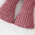 thumbnail image 4 of Odeerbi Infant Girls Fall Winter Outfits Twist Front Rib Knit Tops Flared Pants Set Loose Solid Color Cotton Long Sleeve Sweater Tops Micro Bell Bottom Trousers Set Infant Clothes Pink, 4 of 8