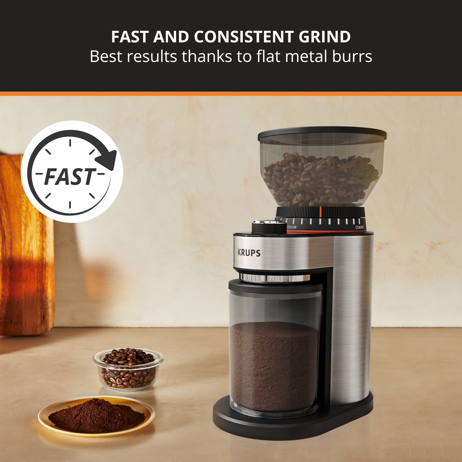 GX450, Burr Coffee Grinder, Efficient and Uniform Grinding Results, 18 Fineness Settings
