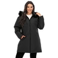 thumbnail image 3 of Women's Womens Long Down Coat Jacket Thicken Coat with Trim Removable Hood, 3 of 7