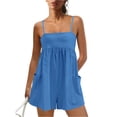 thumbnail image 4 of HKYNLAG Women Casual Strappy Romper Summer Spaghetti Strap Jumpsuits Sleeveless One Piece Overalls with Pockets Royal Blue XL, 4 of 6