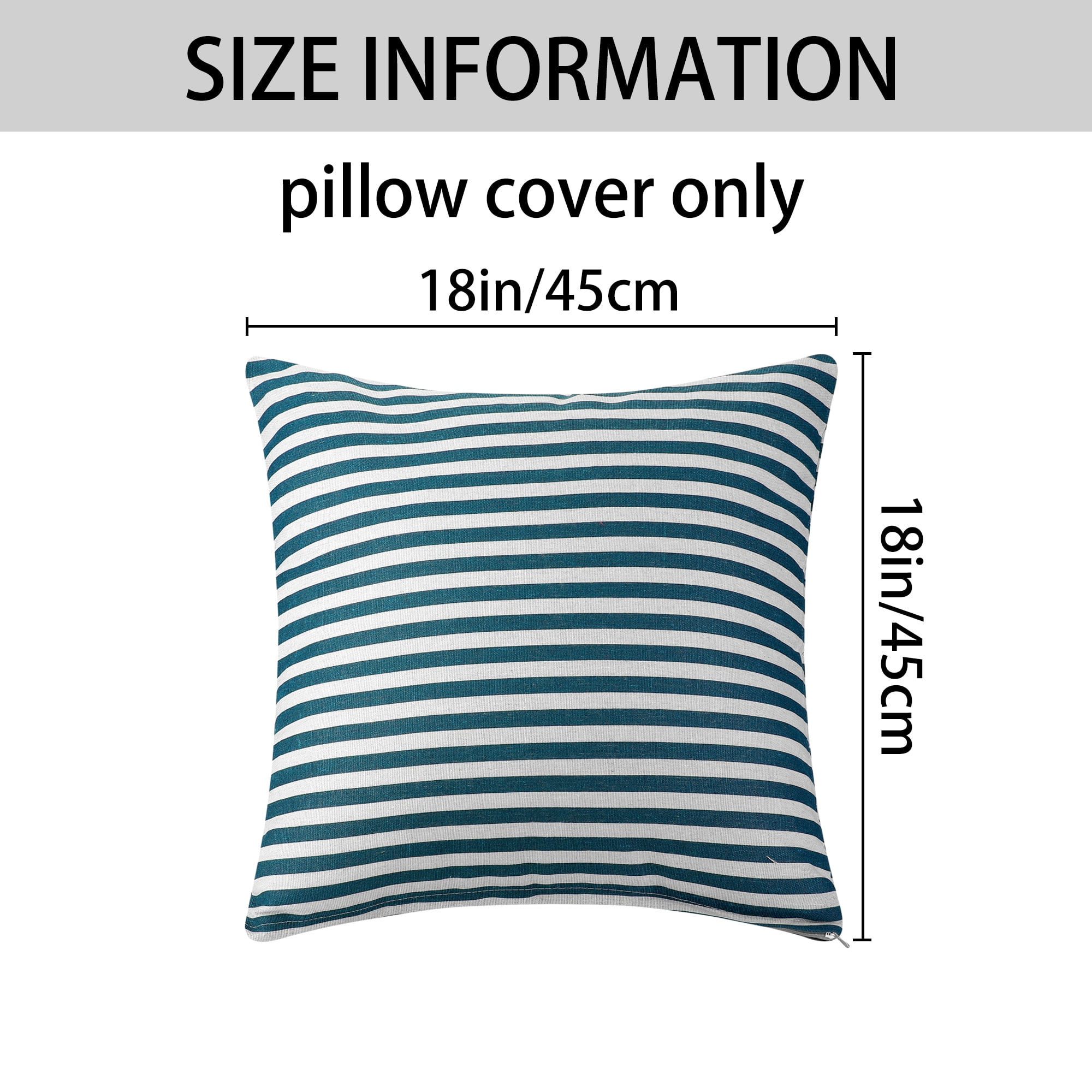 Unique Bargains Striped Throw Pillow Covers Linen Decorative Cushion Cases Blue 18" x 18"