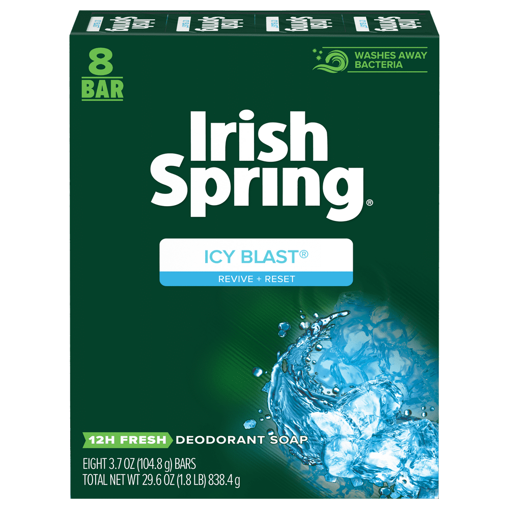 Irish Spring Icy Blast, Refreshing Bar Soap, 3.7 Ounce, 8 Bar Pack