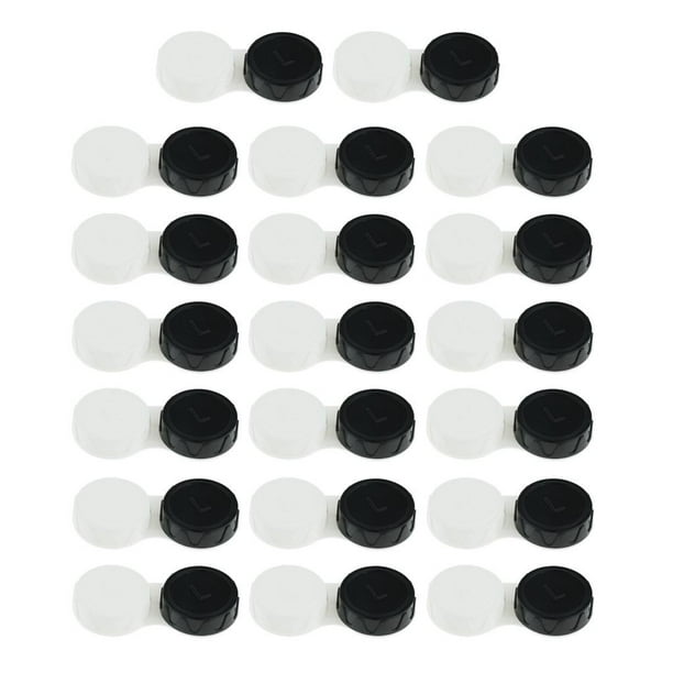 20 piezas, cajas de lentes de /R portátiles de viaje Estuches de lentes de viaje Negro Colcomx Mini estuche para lentes de contacto