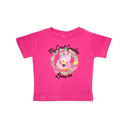 

Inktastic Baby Flamingo My Great Grandma Loves Me with Flower Wreath Gift Baby Boy or Baby Girl T-Shirt
