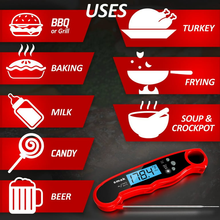  Meat Thermometer Digital, Waterproof Instant Read Meat  Thermometers for Grilling and Cooking. Food Thermometer, Kitchen Gadgets,  Accessories with Bottle Cap Opener for Kitchen, BBQ, Grill…: Home & Kitchen