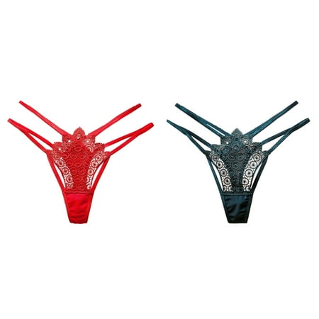(2-Pack) 2025 New Women Underwear Thongs Lace Microfiber Women s Panties Bikini Panties Non Latex Waist Trainer for Women Thong Stretch Ladie Brief Women Briefs Cotton Thong