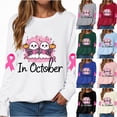 thumbnail image 2 of Godom Sweatshirt for Women Pink Ribbon Sweatshirts Long Sleeve Hoodies Pullover Tops, 2 of 7