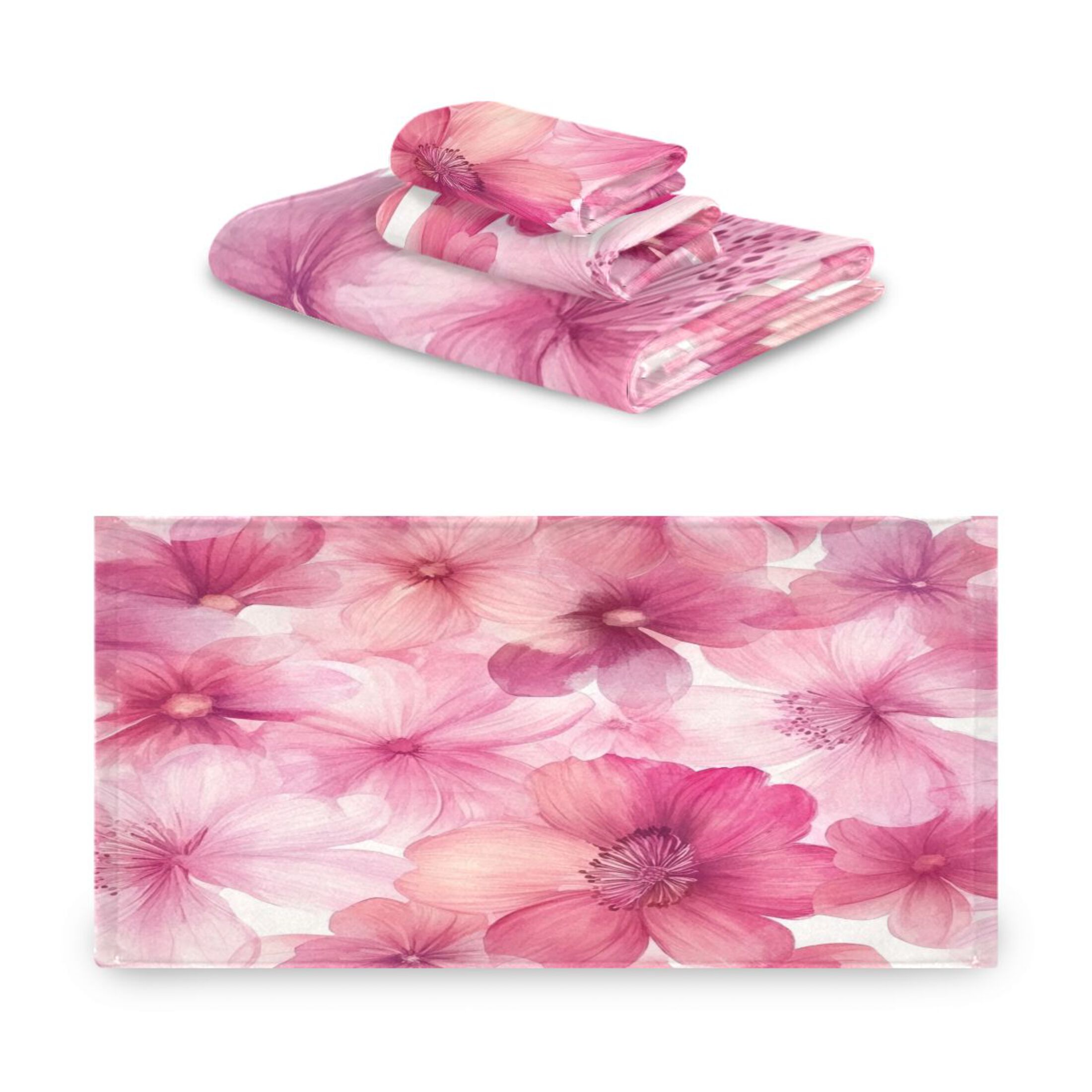 Three-Piece Towel Set Face Towel Towel Set Hand Towel Bath Towel Cotton Bath Towels Bath Towel Sets Hand Bath Towels Pink Flowers