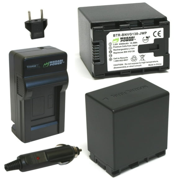 Wasabi Power Battery (2-Pack) and Charger for JVC BN-VG138