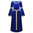 thumbnail image 2 of DPOIS Kids Girls Medieval Princess Dress Ball Gown Victorian Renaissance Vintage Dress Blue 8, 2 of 6