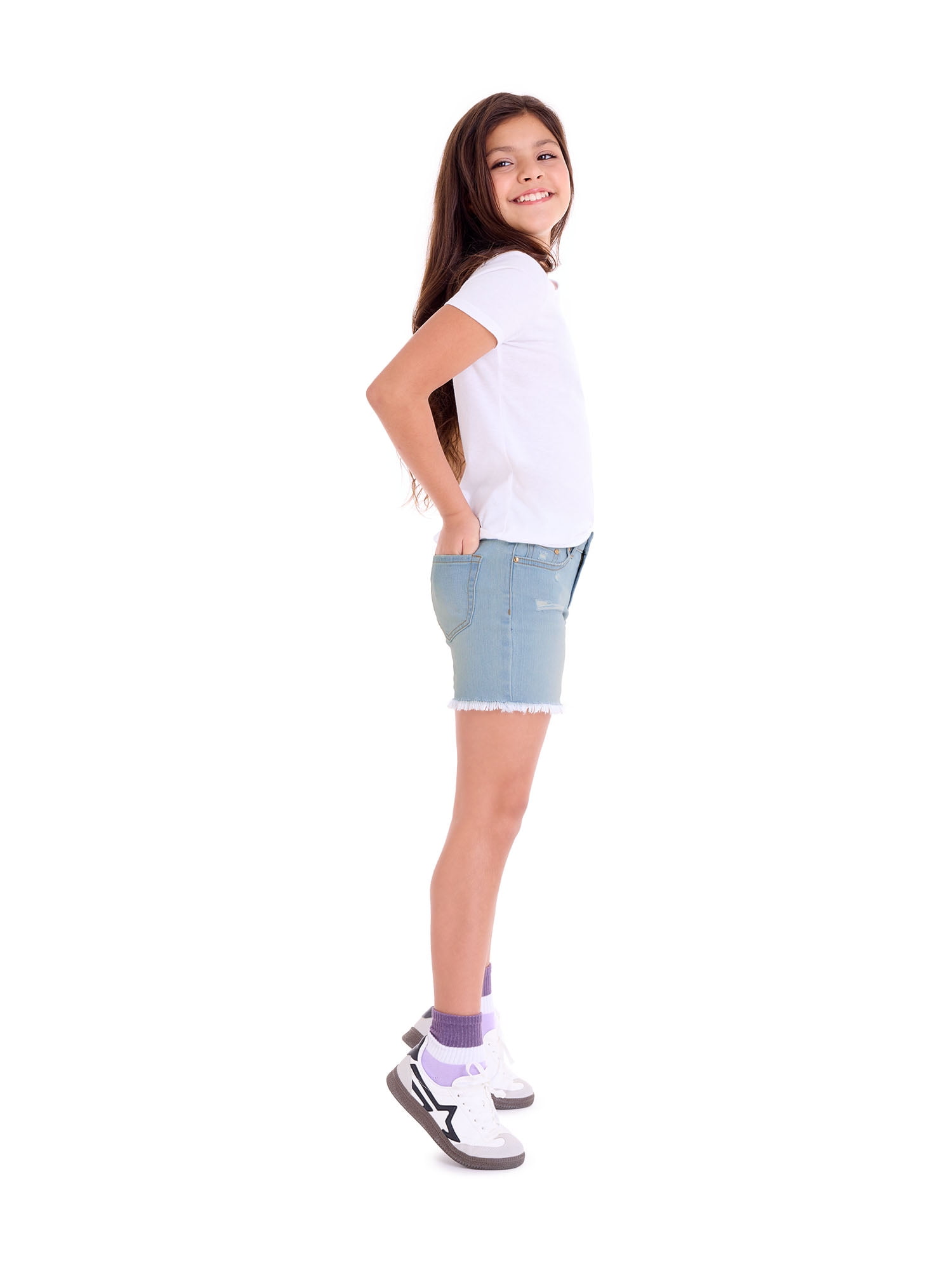 Jordache Girls Destructed 90's Midi Short, Sizes 5-18
