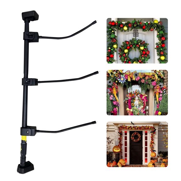 Garland Hanger for Front Door | Adjustable Fits 70.8"- 80.9" Doors | Heavy-Duty Christmas Halloween Decoration Holder for Wreaths, Lights & More | No Screws, Drilling, Glue-Damage-Free