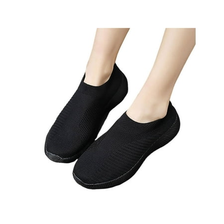 

Gomelly White Sneakers for Women Slip on Sneakers Wide Width Ladies Mesh Walking Sock Shoes Black 7.5