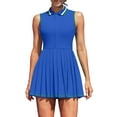 thumbnail image 1 of Charmo Robe de Tennis à Fermeture Éclair pour Femmes, Robe Polo d'Entraînement de Golf, Robe Plissée avec Shorts et Poches, 1 of 9