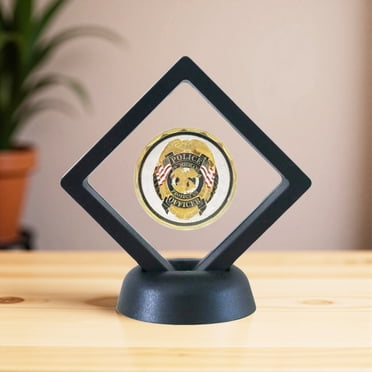 Appoft Challenge Coin Display Frame, 3D Floating Display Case Stand Holder, Medallion Medal Specimen Military Coin Clear Box (Black)