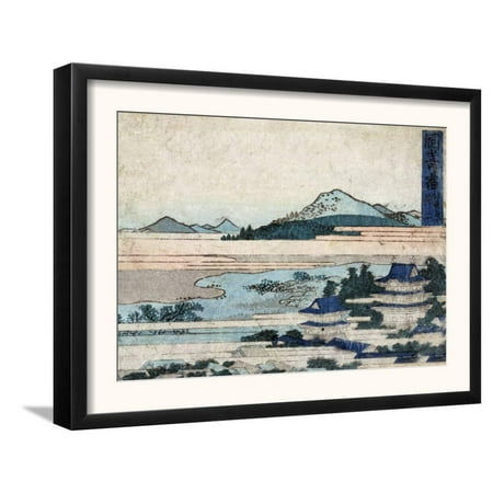 Temple Buildings in Landscape with Mountains, Japanese Wood... Framed Art Print Wall