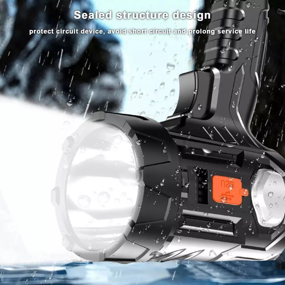 2PCS Super Bright Solar/USB Rechargeable LED Spotlight Flashlight Searchlight, Durable, Waterproof, Multi-Purpose