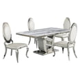 thumbnail image 1 of White Marble 5 piece Dining Set with Silver Stainless Steel Base, 1 of 4