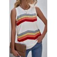 thumbnail image 1 of Women's White Crew Neck Colorblock Stripes Tank Top, 1 of 16