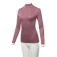 thumbnail image 5 of A2Y Women's Fitted Solid Long Sleeve Mock Neck Rayon Top Shirt Withered Rose S, 5 of 6
