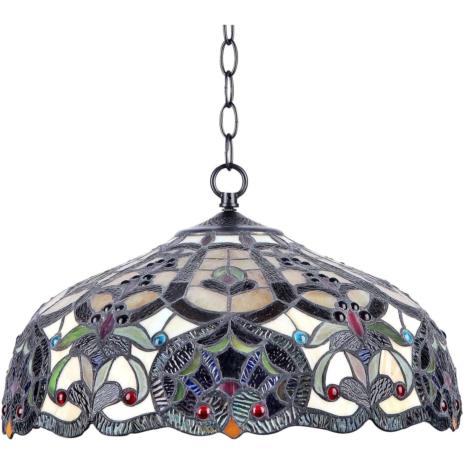 SADIE Tiffany-style 2 Light Victorian Ceiling Pendant Fixture 18" Shade