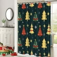 thumbnail image 2 of Christmas Shower Curtain, Colorful Xmas Tree with Snowflake Shower Curtain Green and Yellow Shower Curtain with Hooks for Christmas New Year Bathroom Decor, 72x72 Inch, 2 of 6
