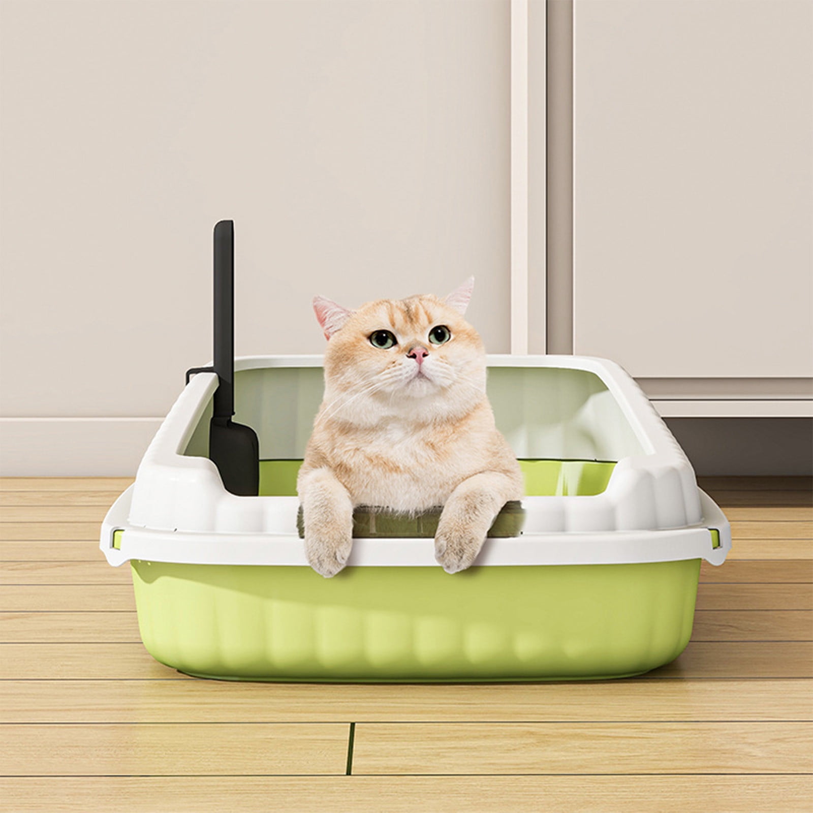 Msgweeeg Extra Large Cats Litter Box Litter Boxes High Bar Litter Box with Splashs Provides Ample Space for Cats Includes Shovel for Kittens