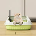 thumbnail image 3 of VAJUSO Cat Litter Box Pet Litter Tray Heighten Portable Semi Closed Splashproof Cat Kitten Toilet for Small Pets Indoor(Green, 18.9x12.6x5.51in), 3 of 6