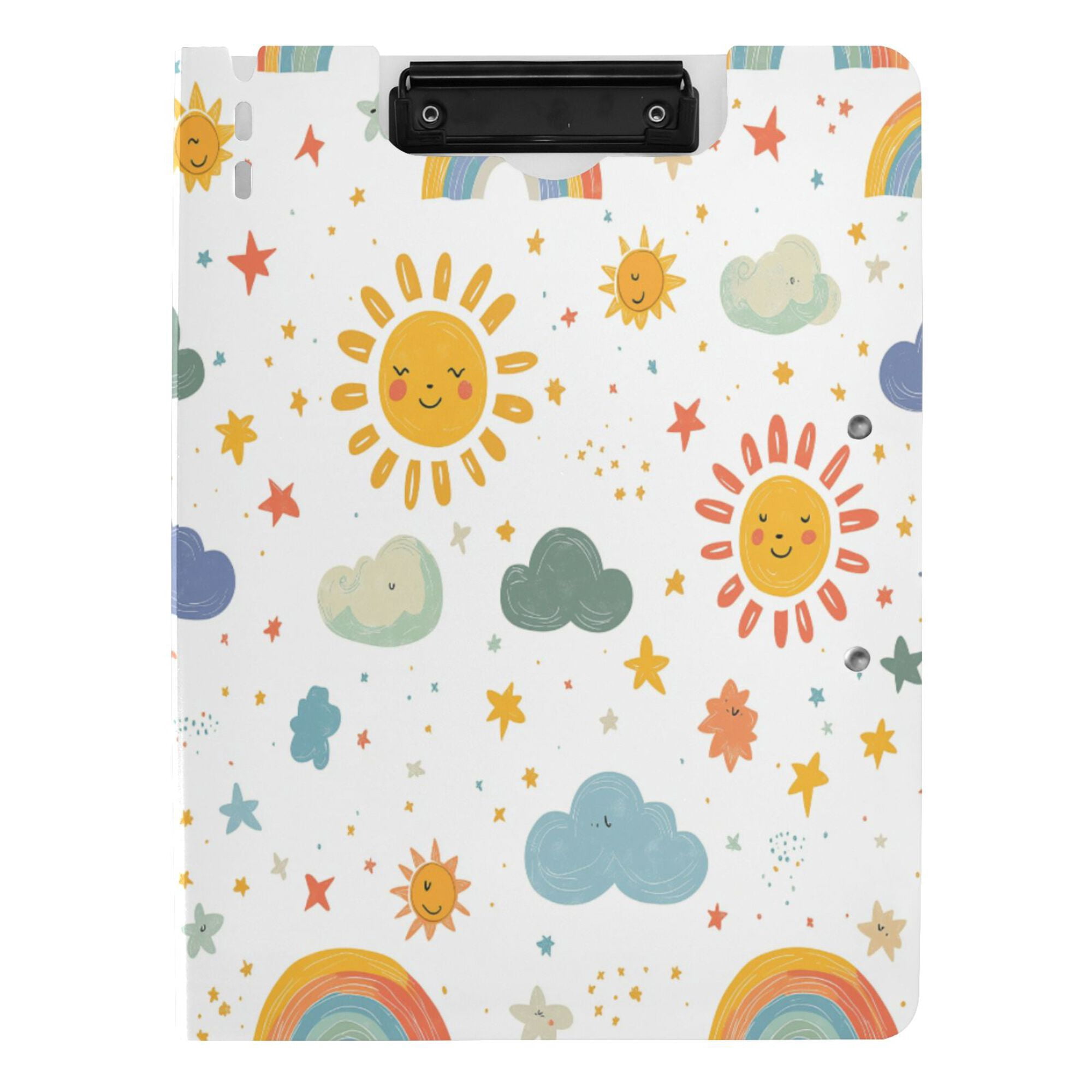 FORMRS A4 Clipboard Folder with Pen Holder Horizontal Foldable School Office Binder, Rainbows Pattern