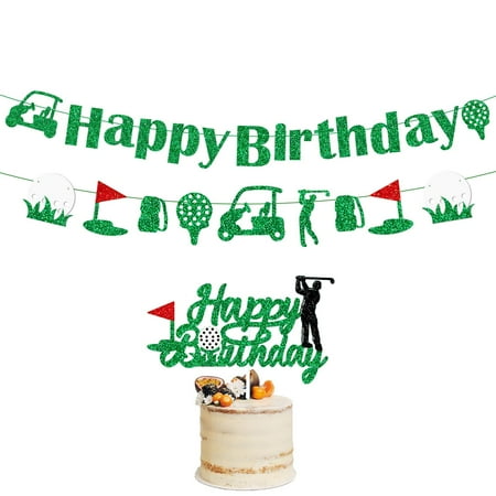 Gameza Golf Birthday PresNok Party Decorations - Happy Birthday Golf Pre-Strung Banners and Cake Topper Decoration Golf Sports Themed Party Decor Supplies for Golf Ball Player