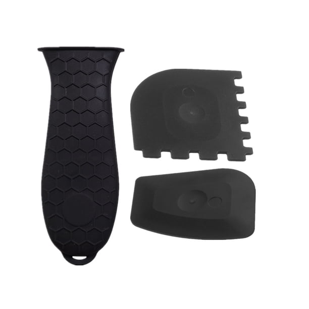 Wosthever Protector de mango de 3 piezas, raspador de plástico con aislamiento térmico, reemplazo de vajilla de cocina resistente al desgaste de silicona Herramientas y accesorios para hornear Negro Wosthever HA061643-02