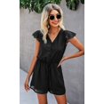 thumbnail image 5 of Women's Rompers-Summer Deep V Neck Wrap Floral Polka Dot Short Sleeve Beach Short Jumpsuit, 5 of 5