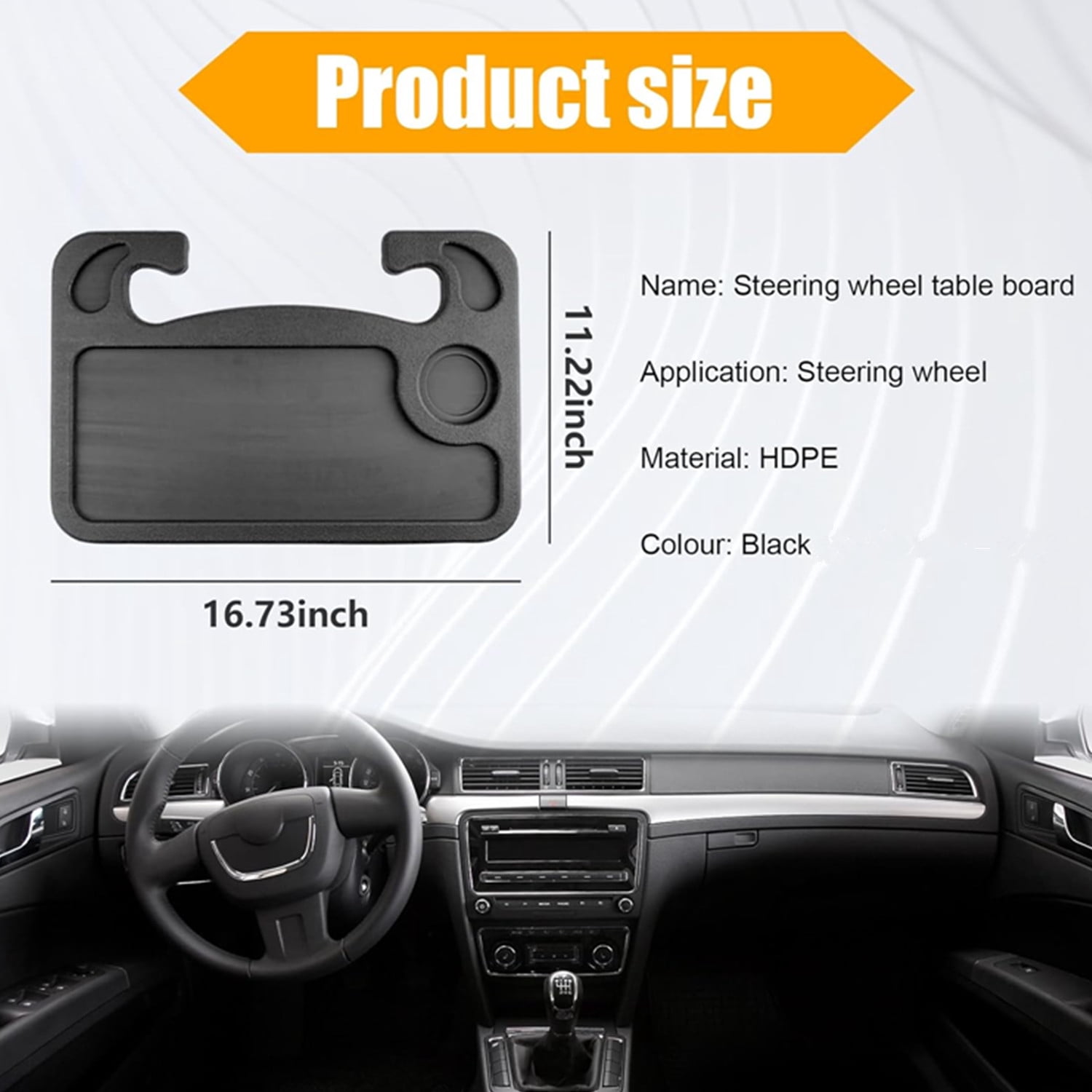 2 Pack Steering Wheel Tray, Car Desk, Two Sided Laptop Drink Food Work Table Holder for Constant Travelers, Fits Most Vehicles Steering Wheels