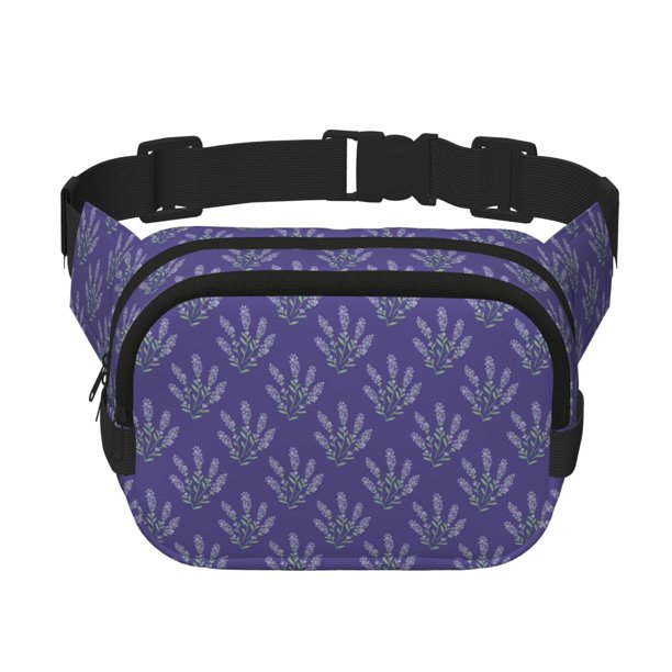 Fotbe Lavender Flowers Cangurera Cuadrada con Estampado de Doble Capa, Bolsa de Cintura Ajustable Mini para Hombres y Mujeres